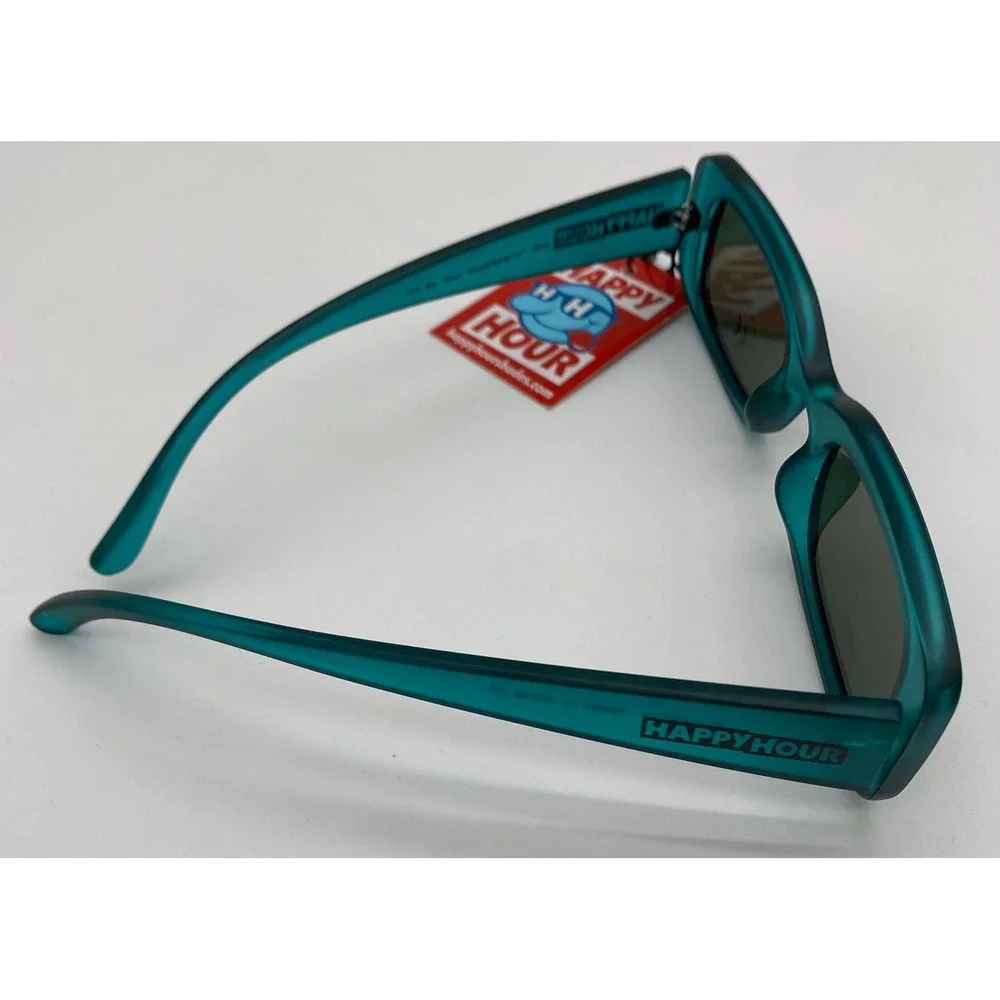 Happy Hour Huckleberry Sunglasses Teal Matte Rectangular UV400 Skate Shades NEW